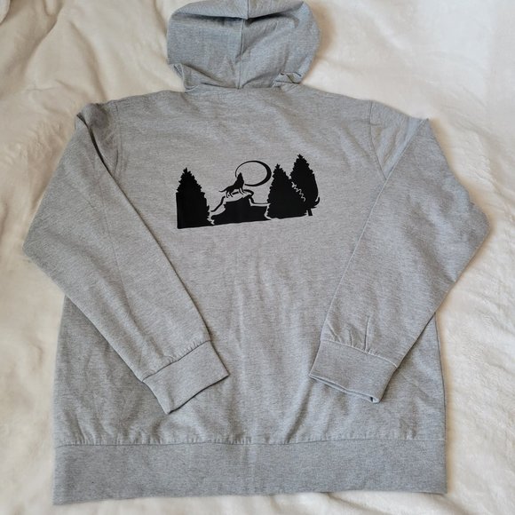 Wolf Howling At Moon in Forest Print Hoodie - Picture 2 of 8